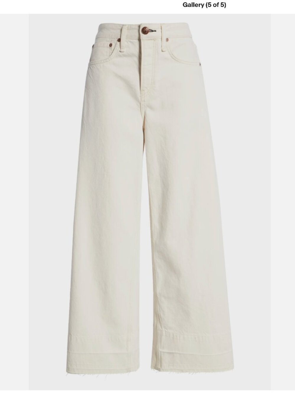 Rag & Bone Maya High Rise Ankle Wide Leg Jeans Ecru Size 28